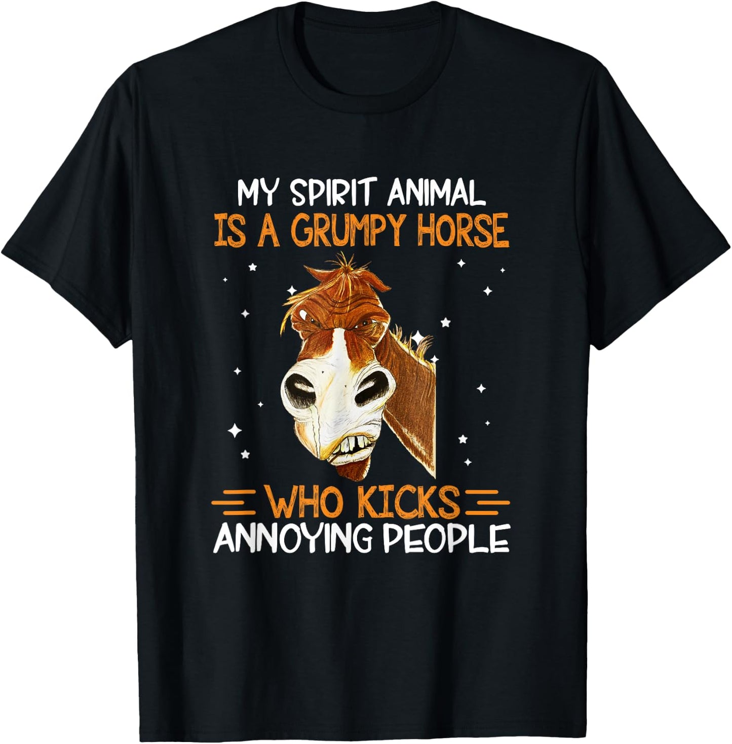 Horse Lover My Spirit Animal Is Grumpy Horse Funny T-Shirt - T-Shirt | Black