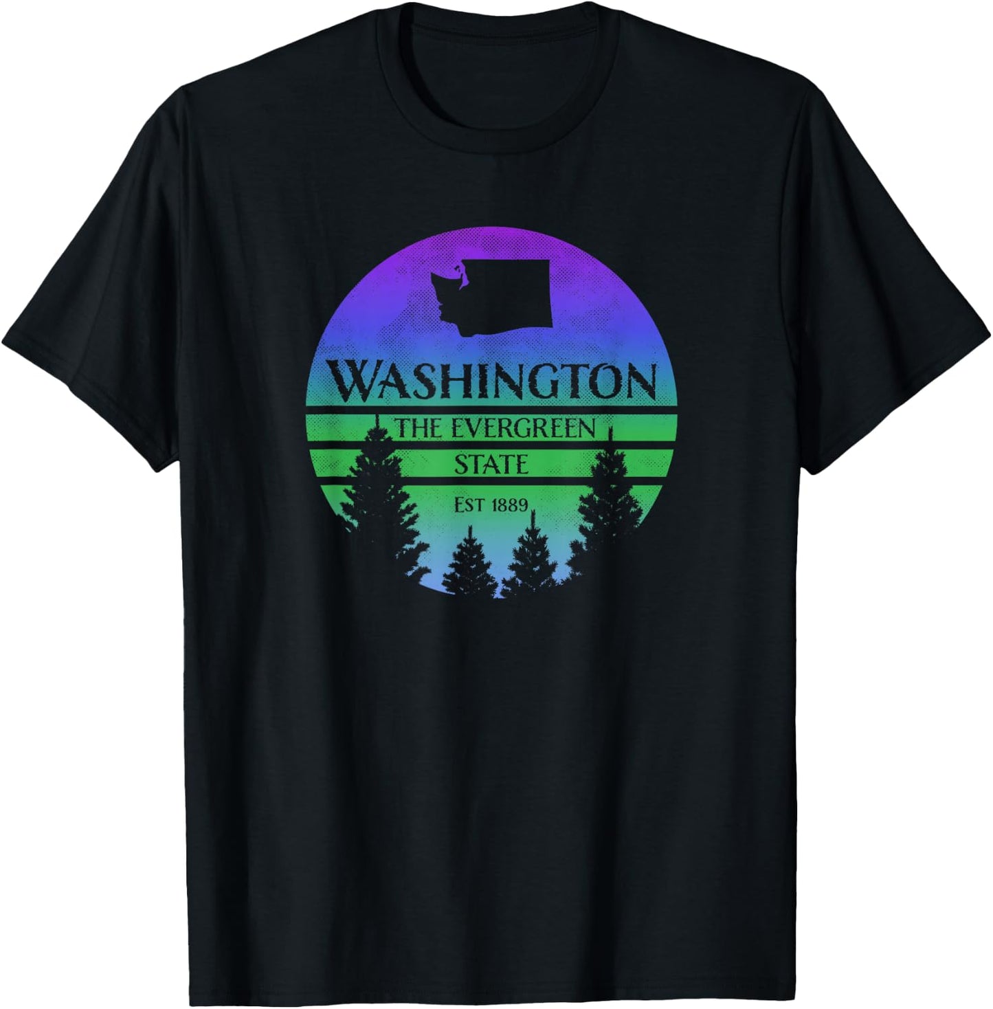 Washington The Evergreen State Silhouette Graphic T-Shirt - T-Shirt | Black