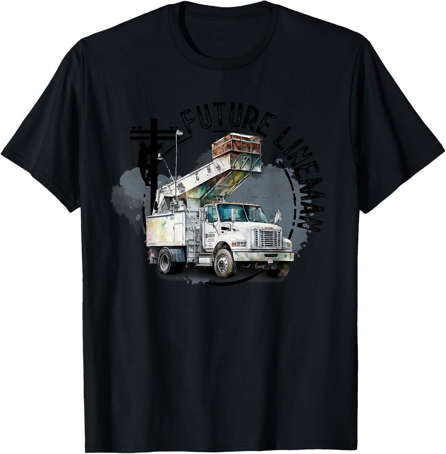 Future Lineman Bucket Truck Kid Future Electric Cable To Be T-Shirt - T-Shirt | Black