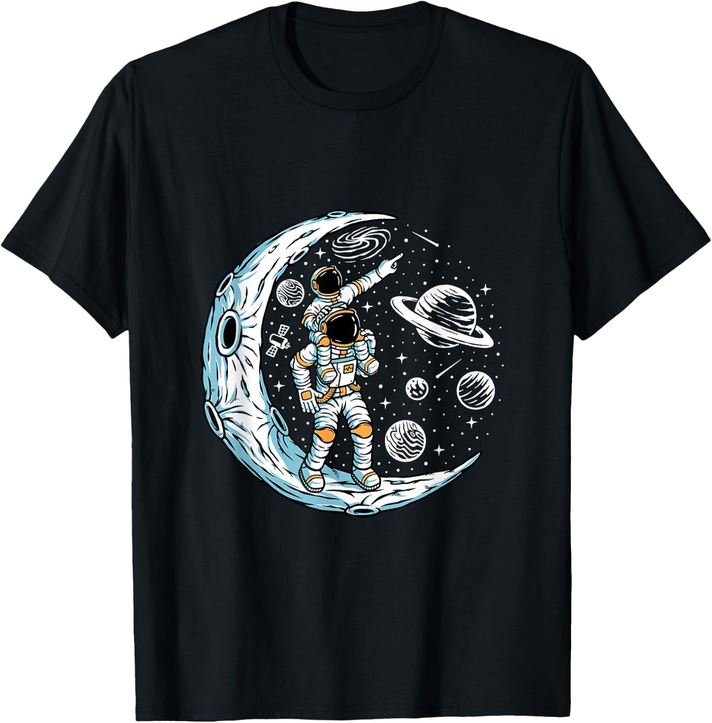 Astronaut Father And Son In Space T-Shirt - T-Shirt | Black