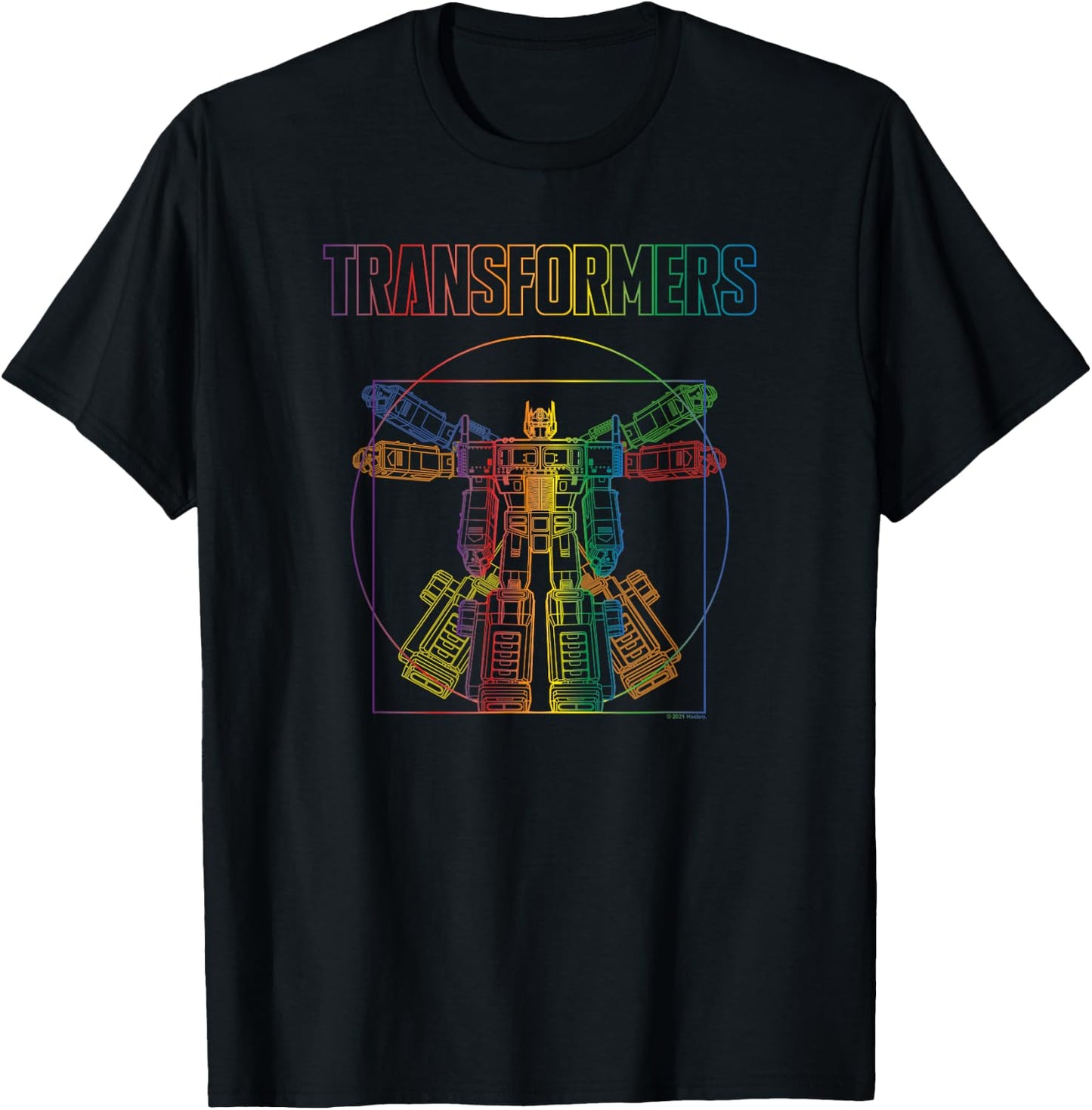 Transformers Pride Vitruvian Optimus Prime Logo T-Shirt - T-Shirt | Black
