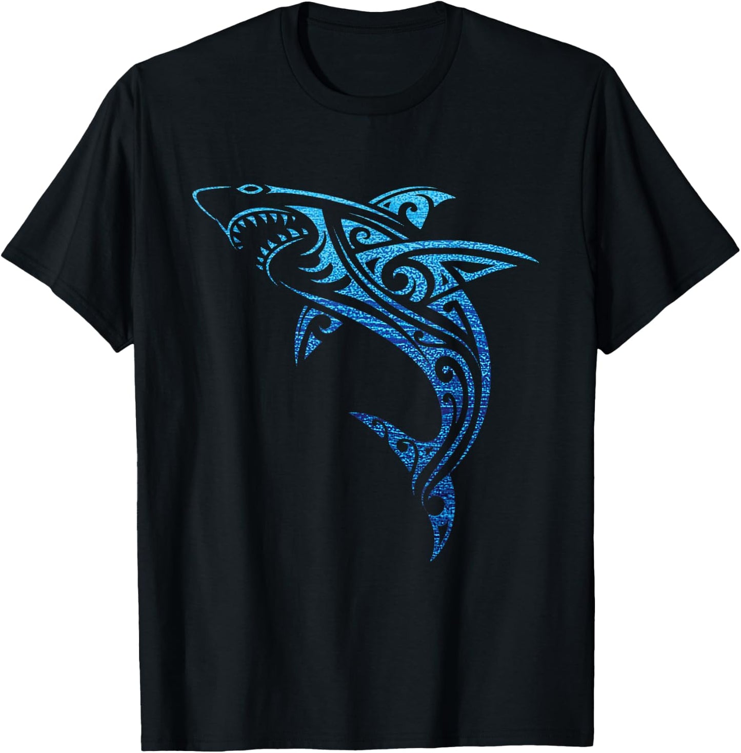 Artistic Tribal Shark Hawaiian Polynesian Tattoo Vacation T-Shirt - T-Shirt | Black