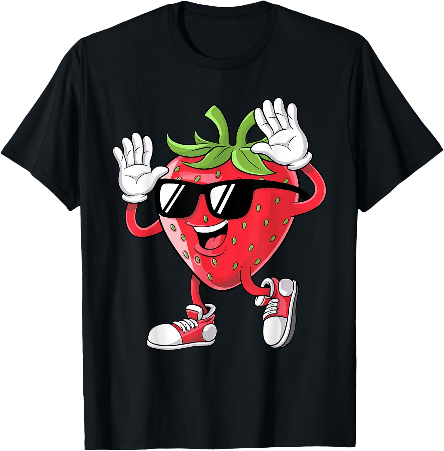 Cool Strawberry Design Women Kids Strawberry Lover T-Shirt - T-Shirt | Black