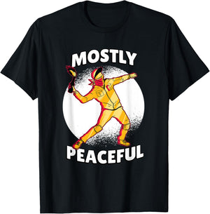 Mostly Peaceful Cartoon Sarcastic Political Angry Protest T-Shirt - T-Shirt | Black