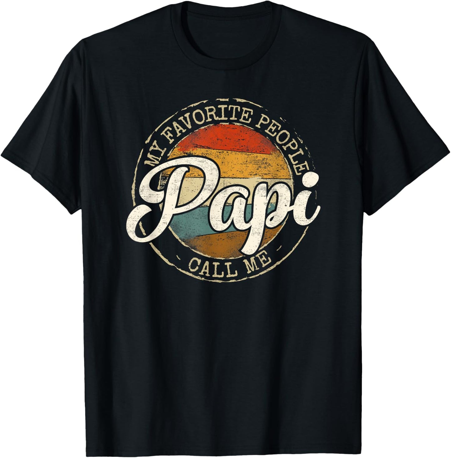 My Favorite People Call Me Papi Vintage Stamp Fathers Day T-Shirt - T-Shirt | Black