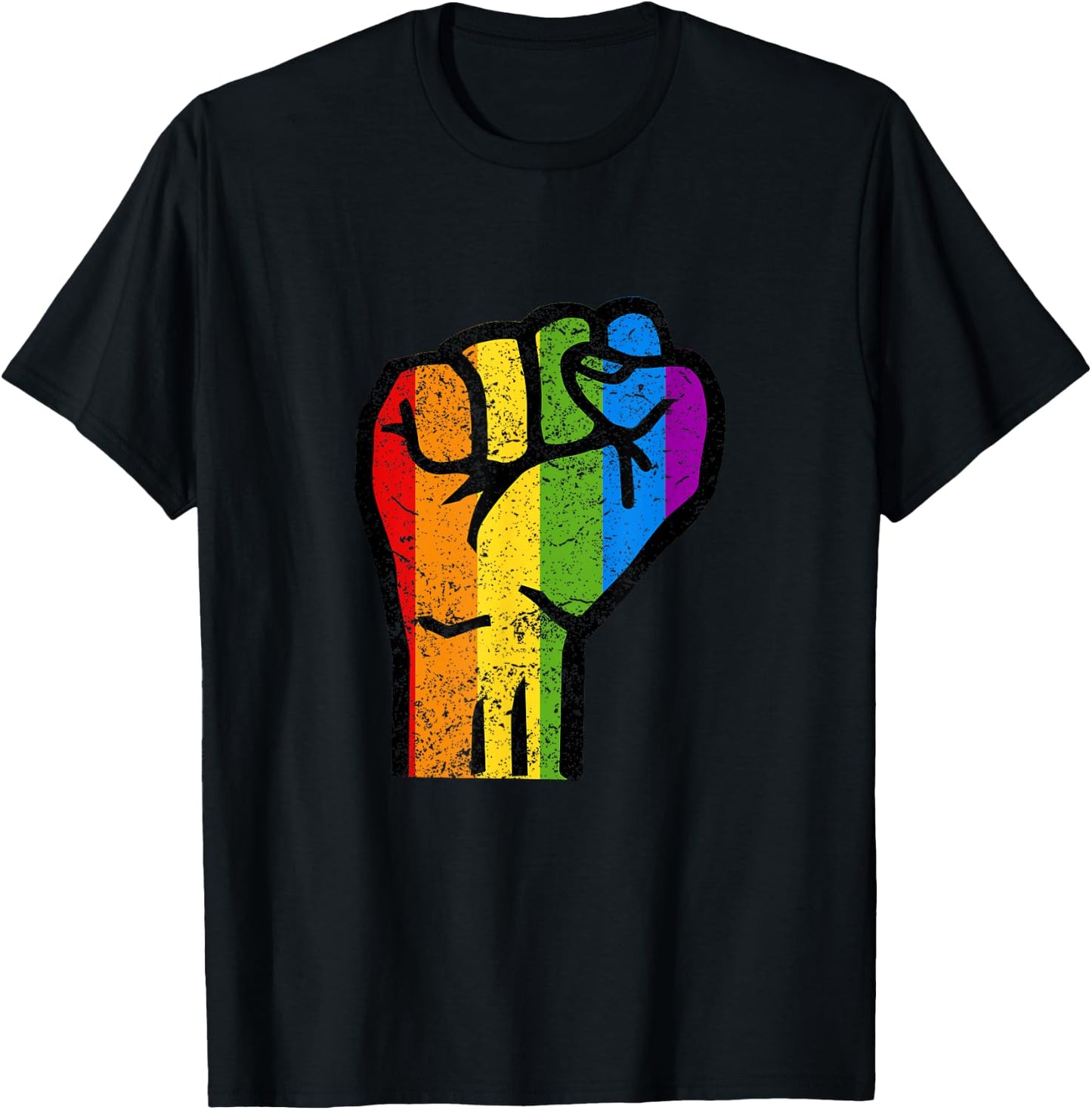 Gay Pride Resist Fist Rainbow Flag LGBTQ T-Shirt - T-Shirt | Black