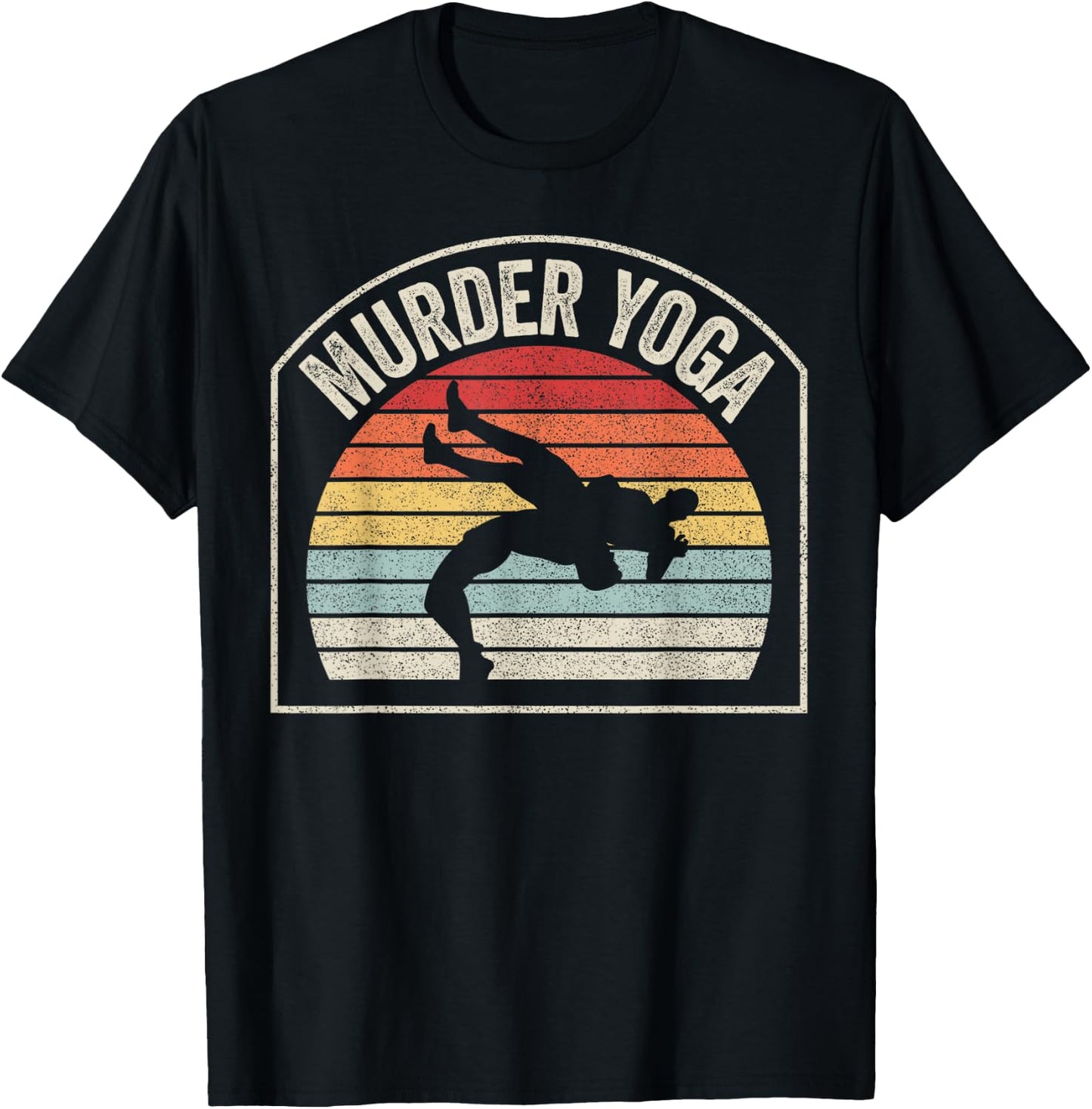 Retro Vintage Wrestling Murder Yoga T-Shirt - T-Shirt | Black