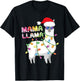 Mama Llama Women Funny Matching Christmas Llama T-Shirt - T-Shirt | Black