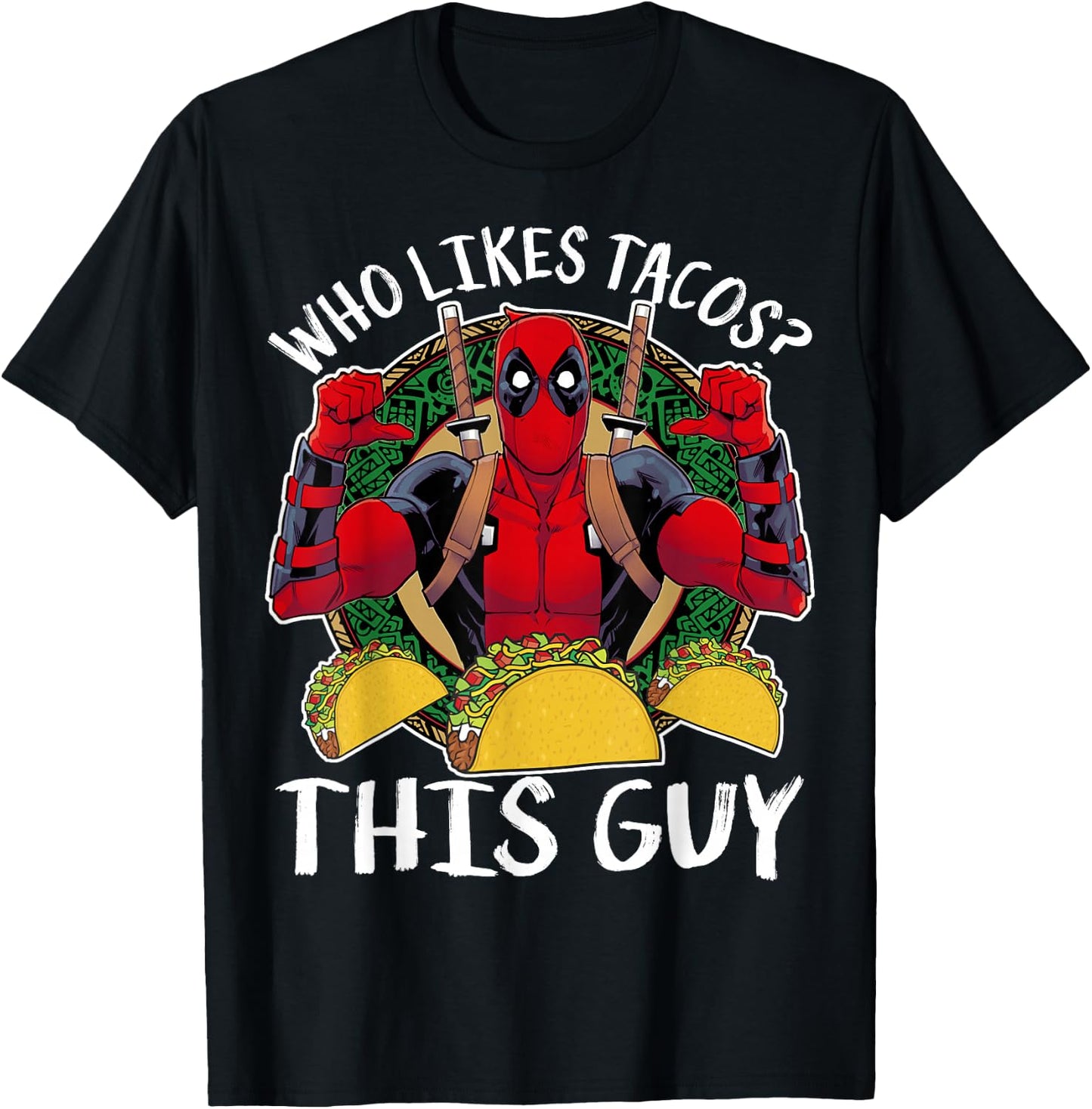 Marvel Deadpool Who Likes Tacos? This Guy Thumbs T-Shirt - T-Shirt | Black
