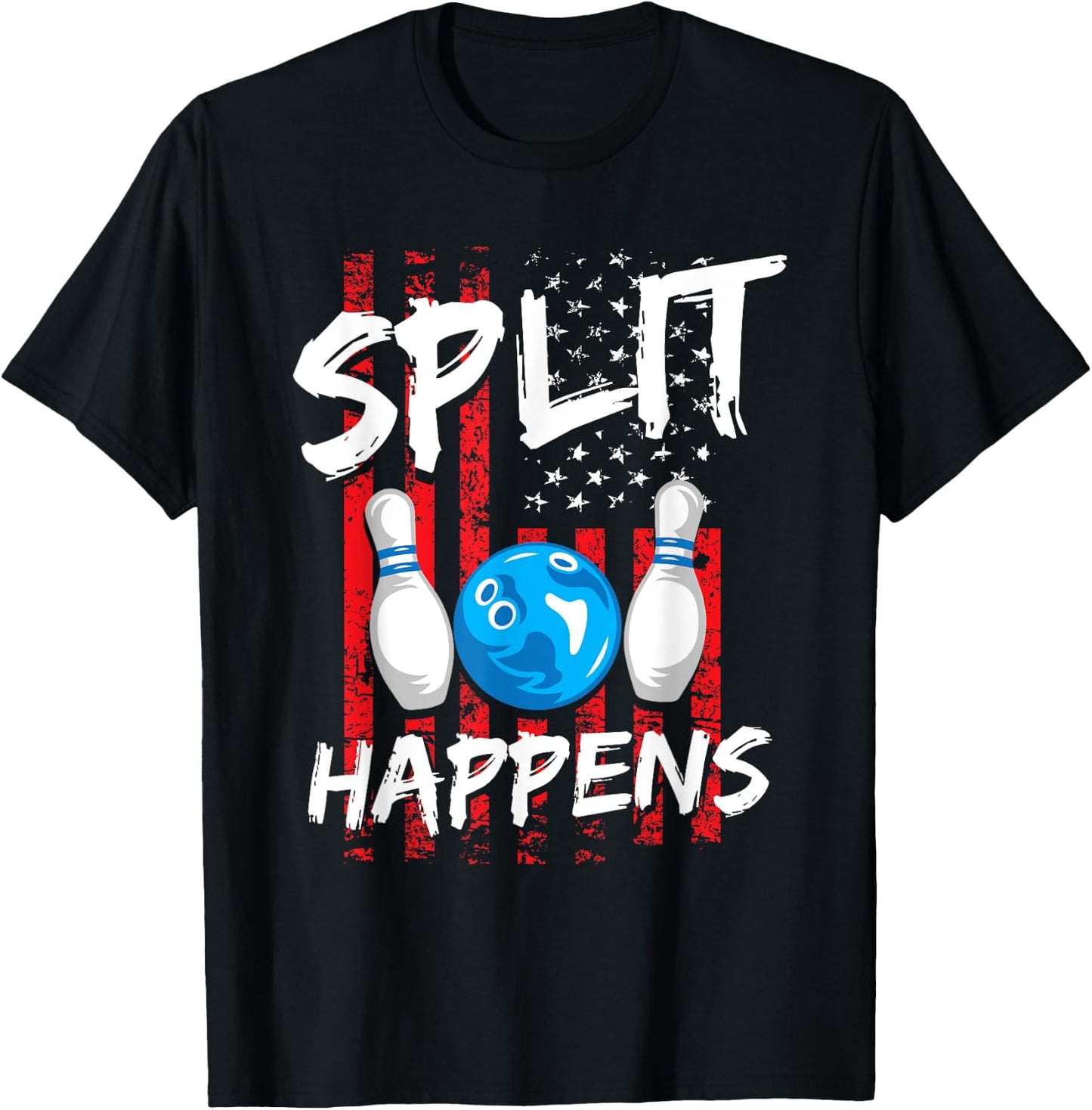 Split Happens - Bowler Men Funny Bowling T-Shirt - T-Shirt | Black
