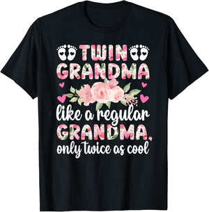 Twin Grandma Twice As Cool Twin Grandmother Of Twins T-Shirt - T-Shirt | Black