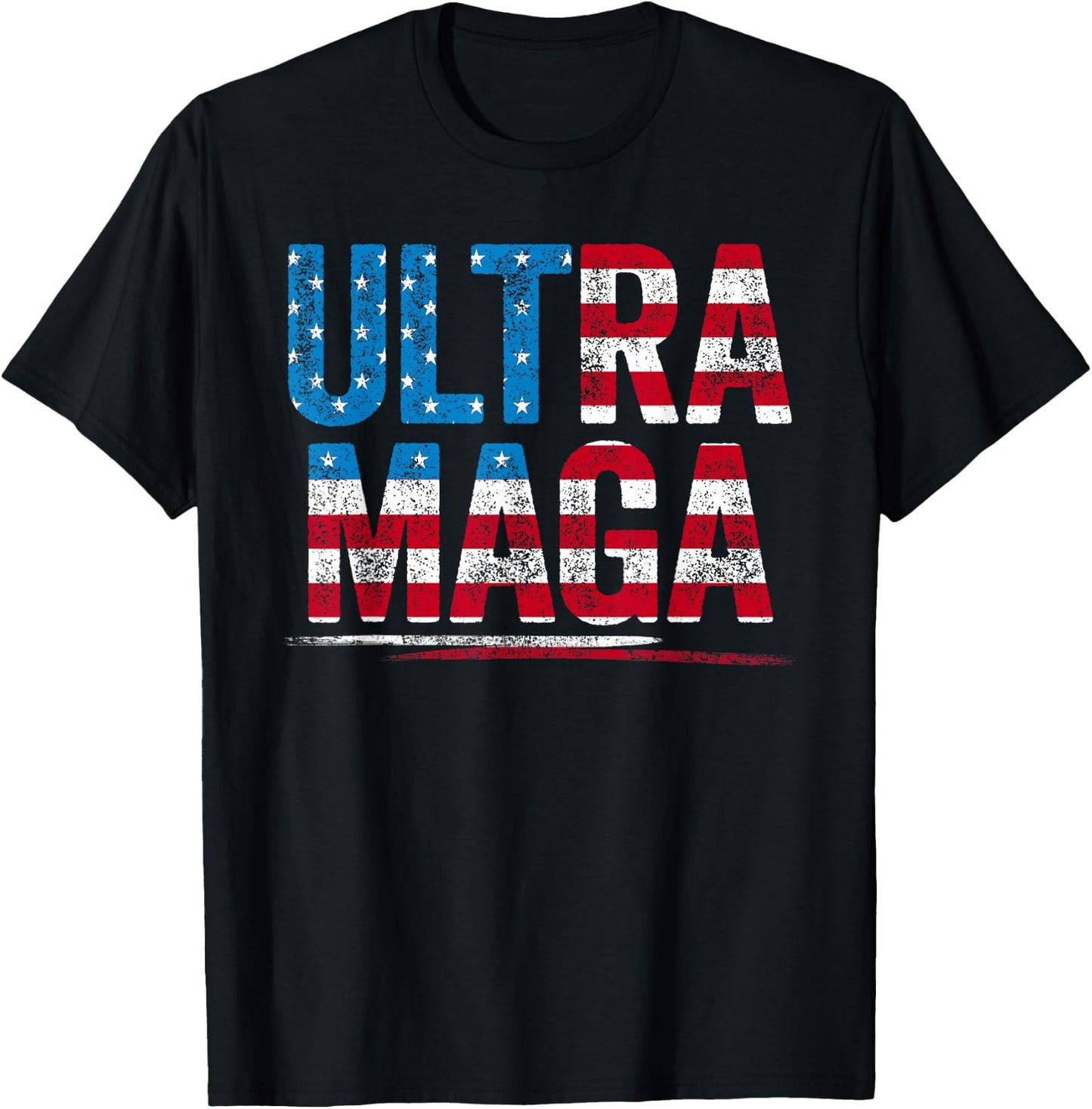 Trump Shirt Ultra Mega US Flag American Flag Shirt Trump T-Shirt - T-Shirt | Black