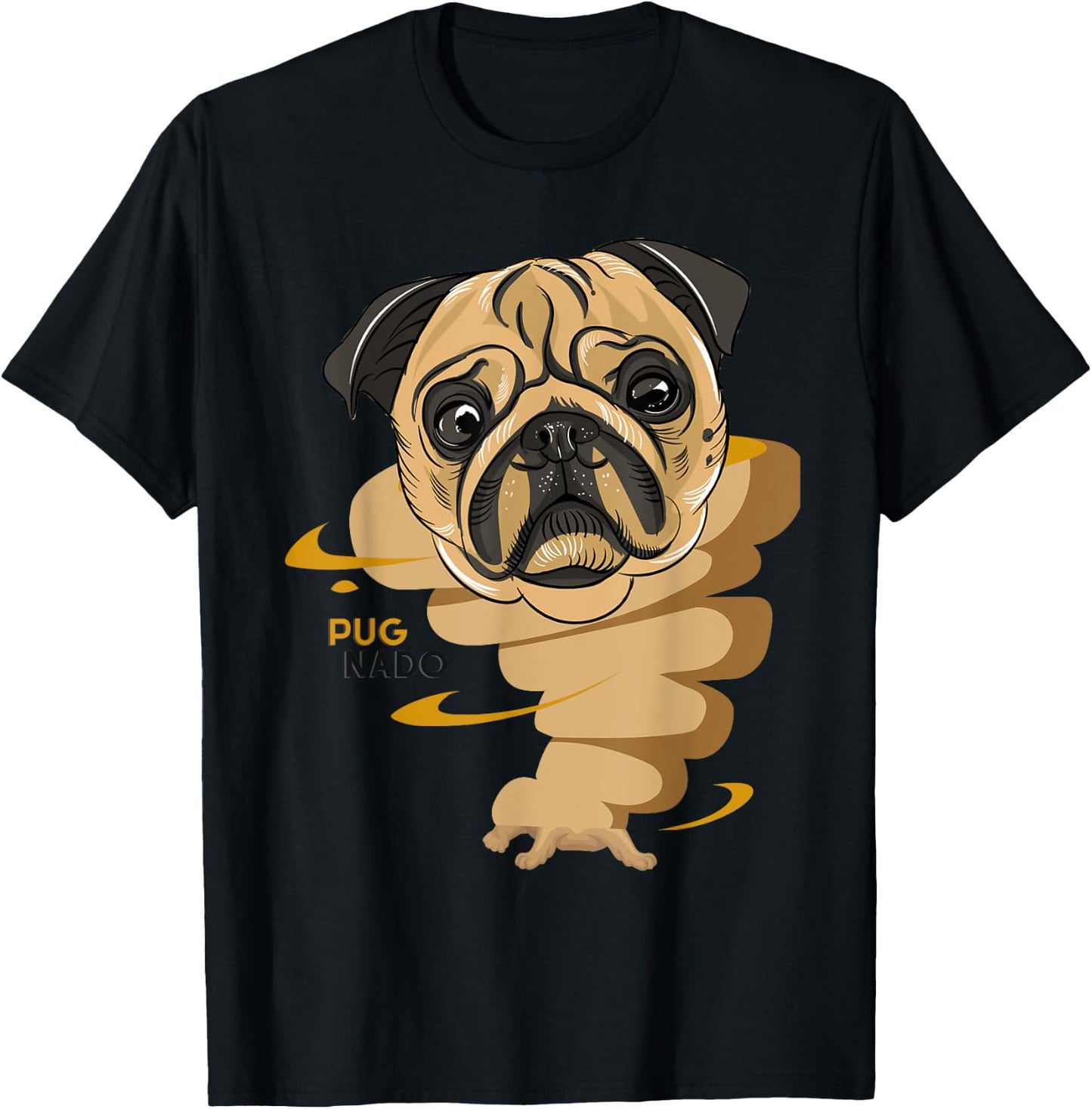Pugnado | Funny Pug Dog Pugs Animal Lovers Tornado Style T-Shirt - T-Shirt | Black