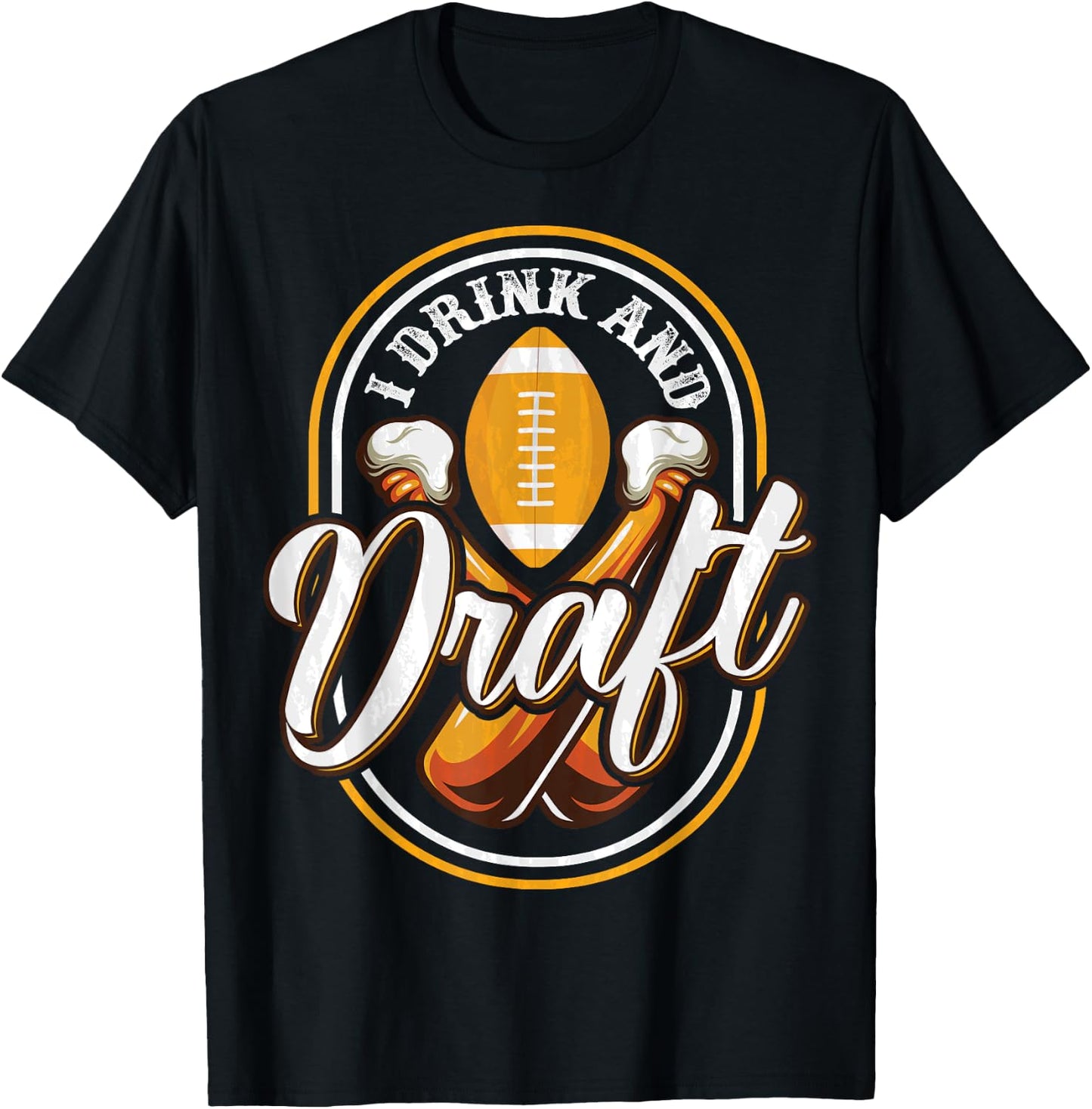 Funny Fantasy Football Trophy Draft Shirt Beer and Draft T-Shirt - T-Shirt | Black