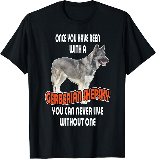 Gerberian Shepsky German Shepherd Siberian Husky Dog T-Shirt - T-Shirt | Black
