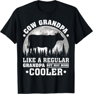Cow Grandpa Funny Moon Vintage Cow Father's Day T-Shirt - T-Shirt | Black