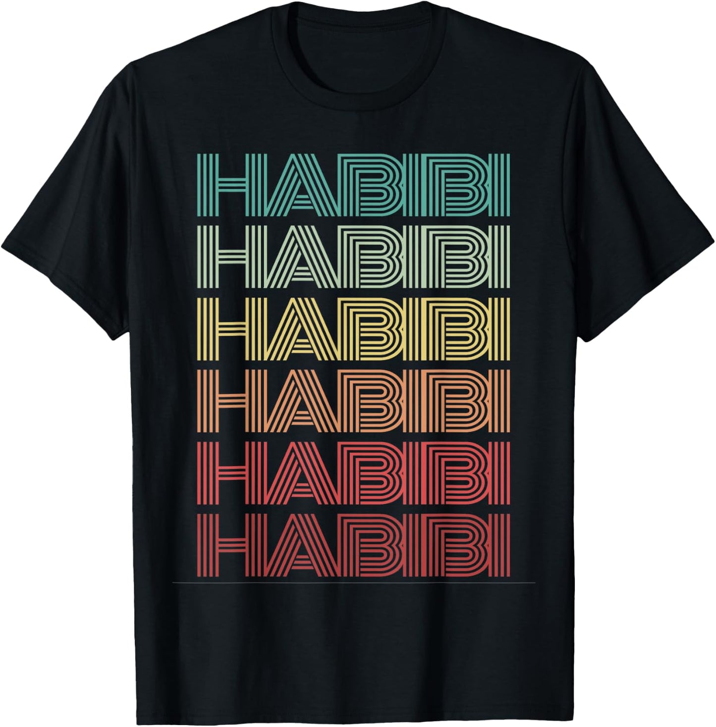 Funny Arabic Word HABIBI Retro Wife Halal Arab Yalla Wedding T-Shirt - T-Shirt | Black