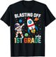 Blasting Off Into 1st Grade Boys First Day First Grade Kids T-Shirt - T-Shirt | Black