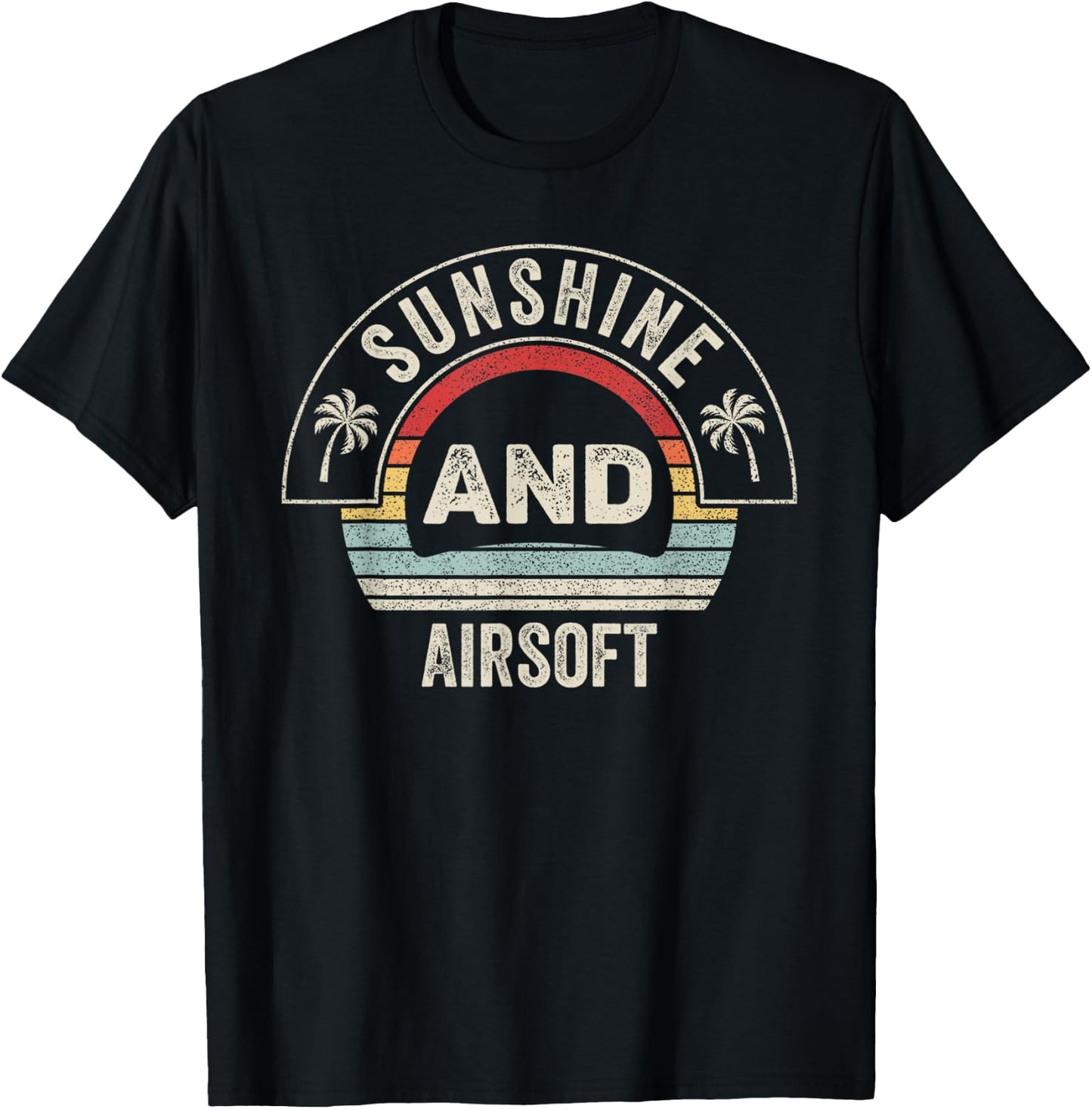 Vintage Retro Sunshine And Airsoft Lover Summer T-Shirt - T-Shirt | Black