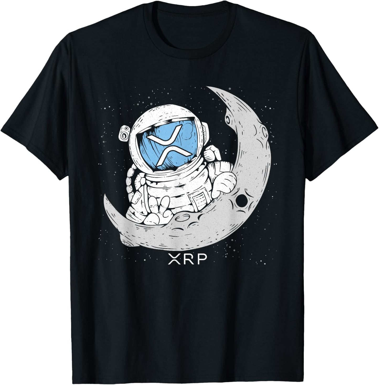 Crypto Meme - XRP Cryptocurrency - Astronaut Moon - XRP T-Shirt - T-Shirt | Black