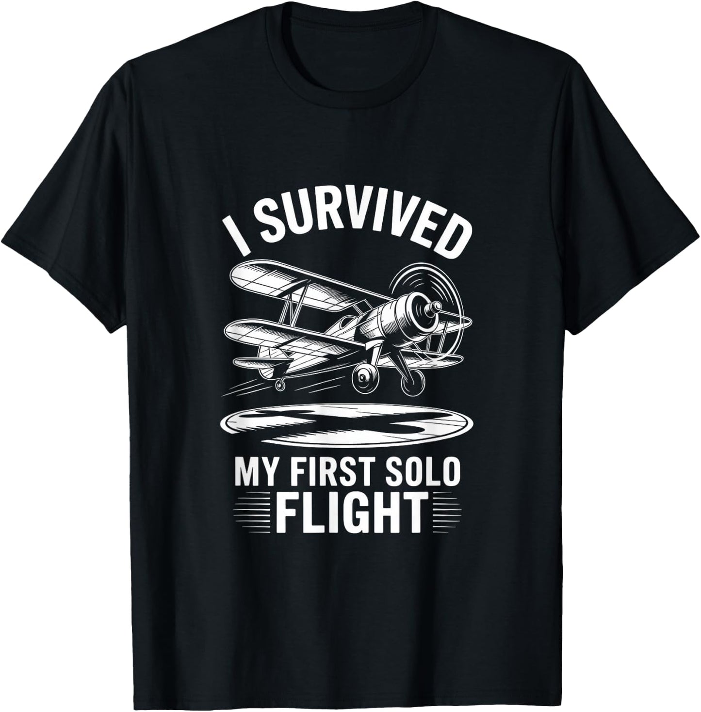I Survived My First Solo Flight Aviation T-Shirt - T-Shirt | Black