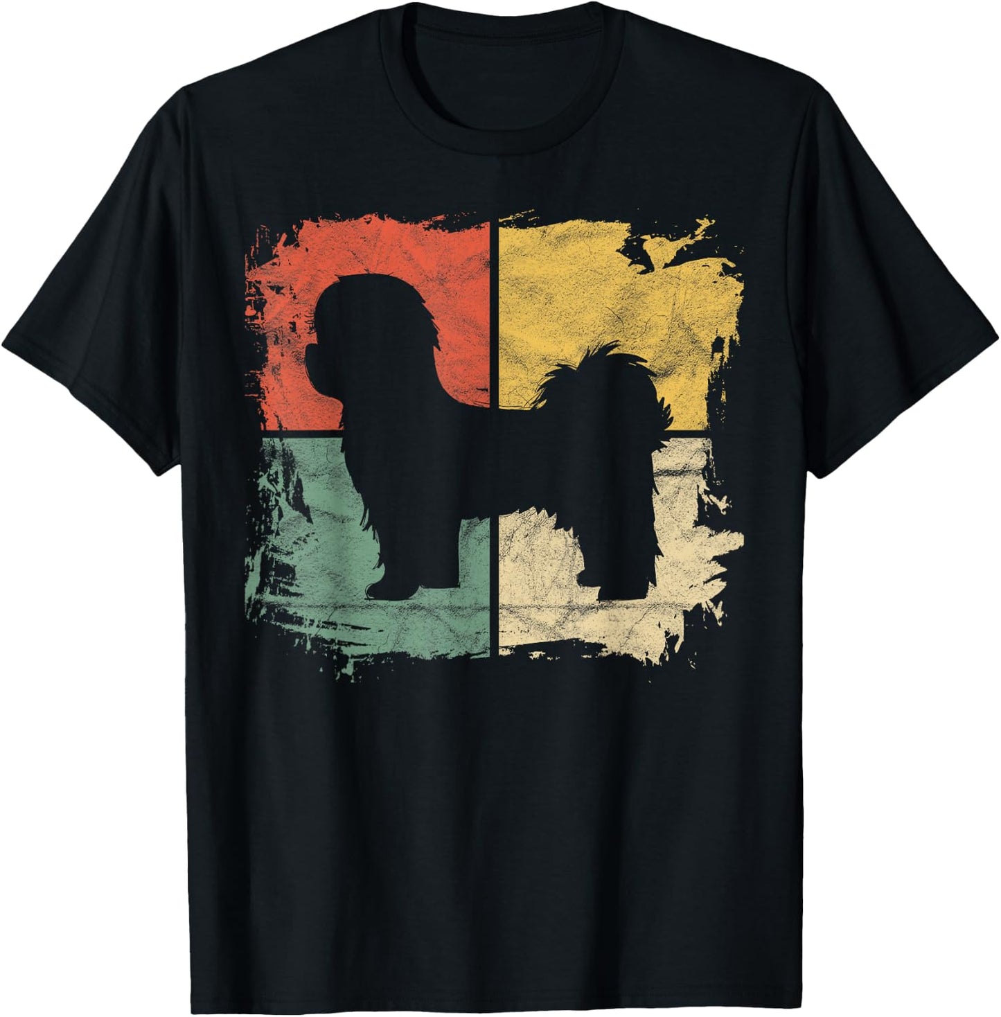 Square Retro Shih Tzu Owner Gift Dog Parents Apparel Dad Mom T-Shirt - T-Shirt | Black