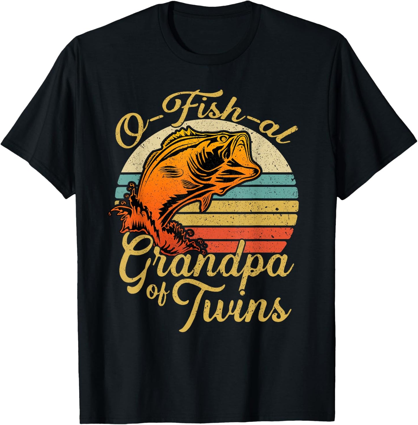 O fish al Grandpa of Twins Baby Pregnancy Announcement T-Shirt - T-Shirt | Black