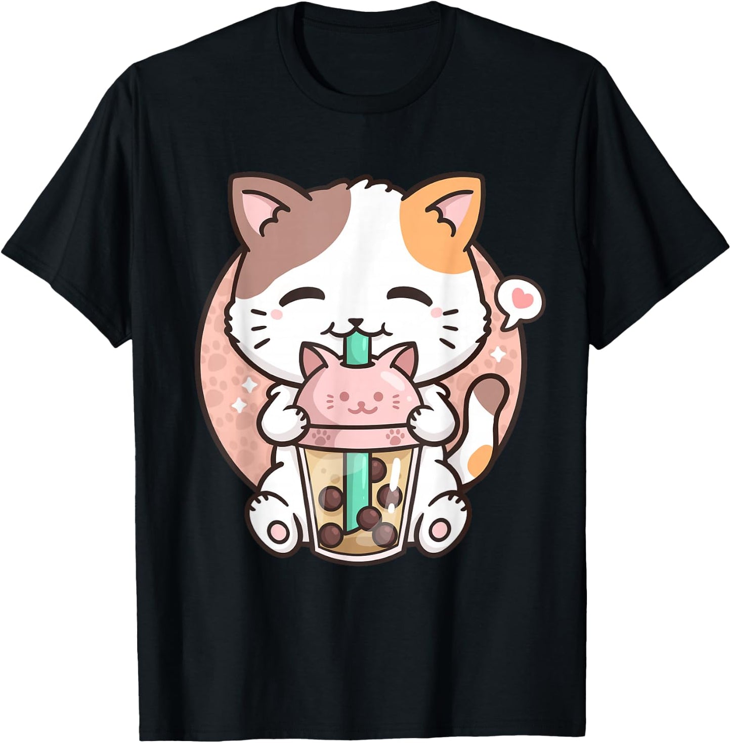 Boba Tea Cat Bubble Tea Cat Milk Tea Kawaii Anime Cat T-Shirt - T-Shirt | Black