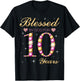 Blessed By God For 10 Years Old 10th Birthday Party T-Shirt - T-Shirt | Black