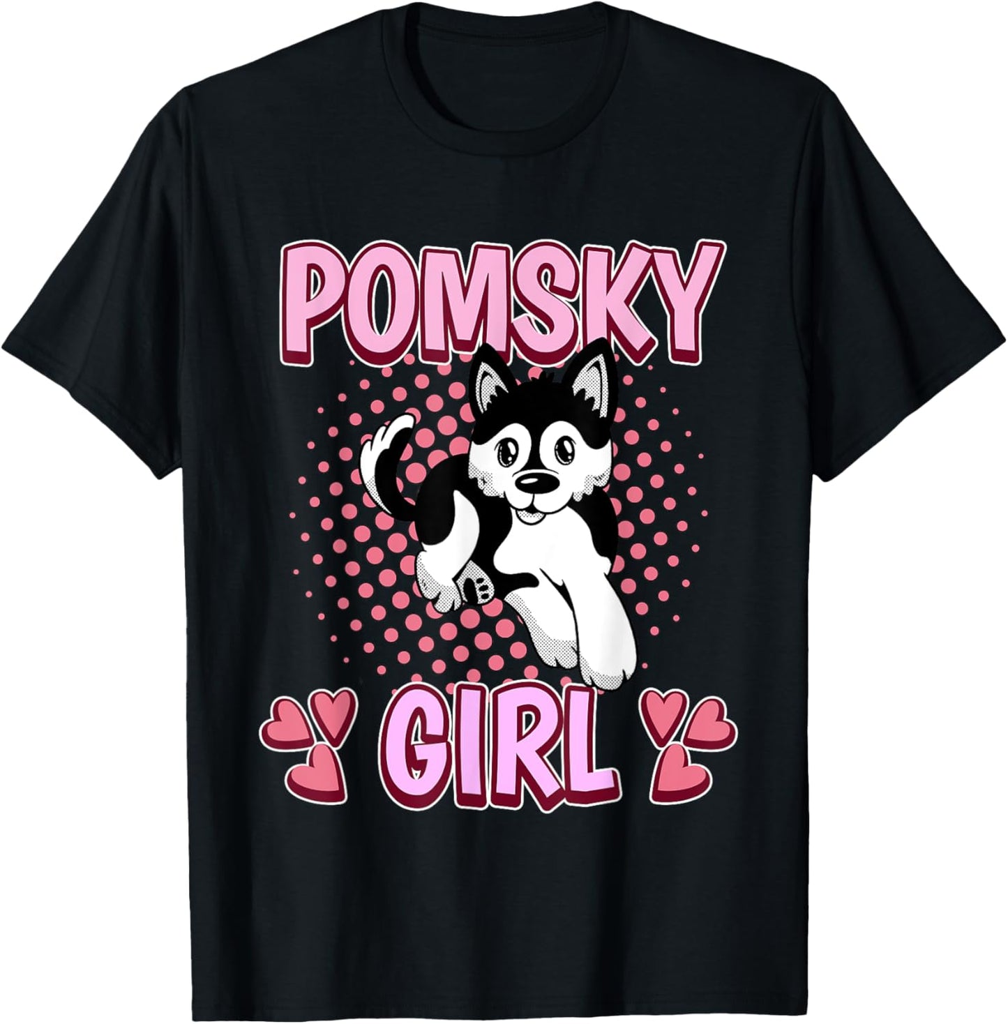 Pomsky Girl Pomsky T-Shirt - T-Shirt | Black