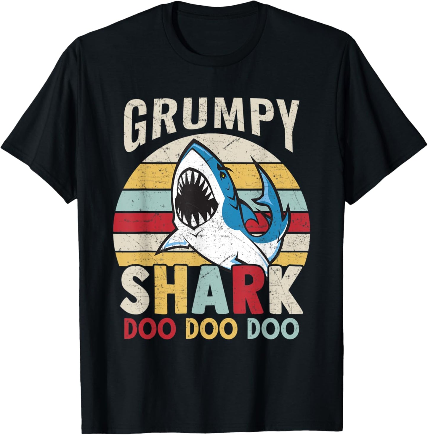 FAMILY 365 Fathers Day Funny Grumpy Shark Grandpa Gift Men T-Shirt - T-Shirt | Black
