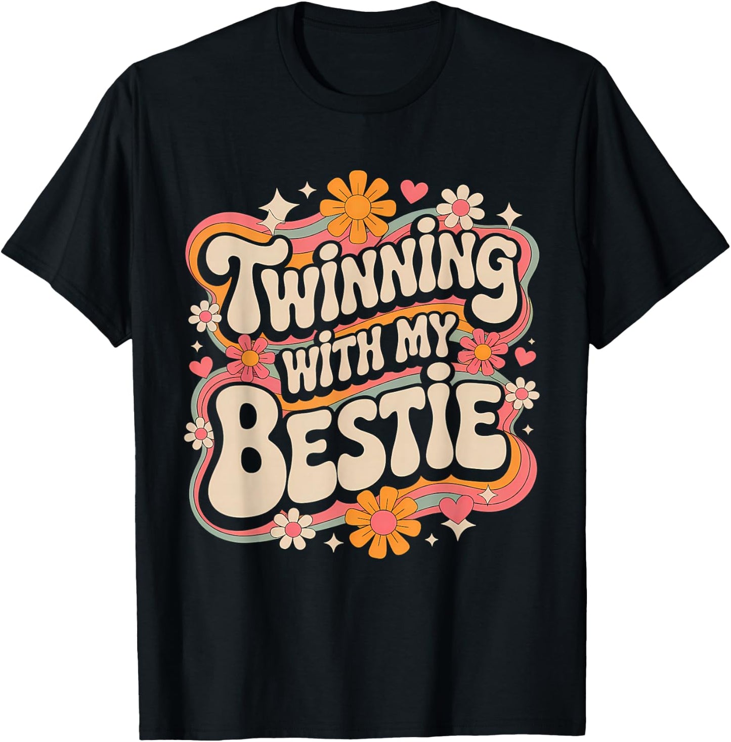 Friends Twinning With My Bestie Twin Matching Twins Friends T-Shirt - T-Shirt | Black