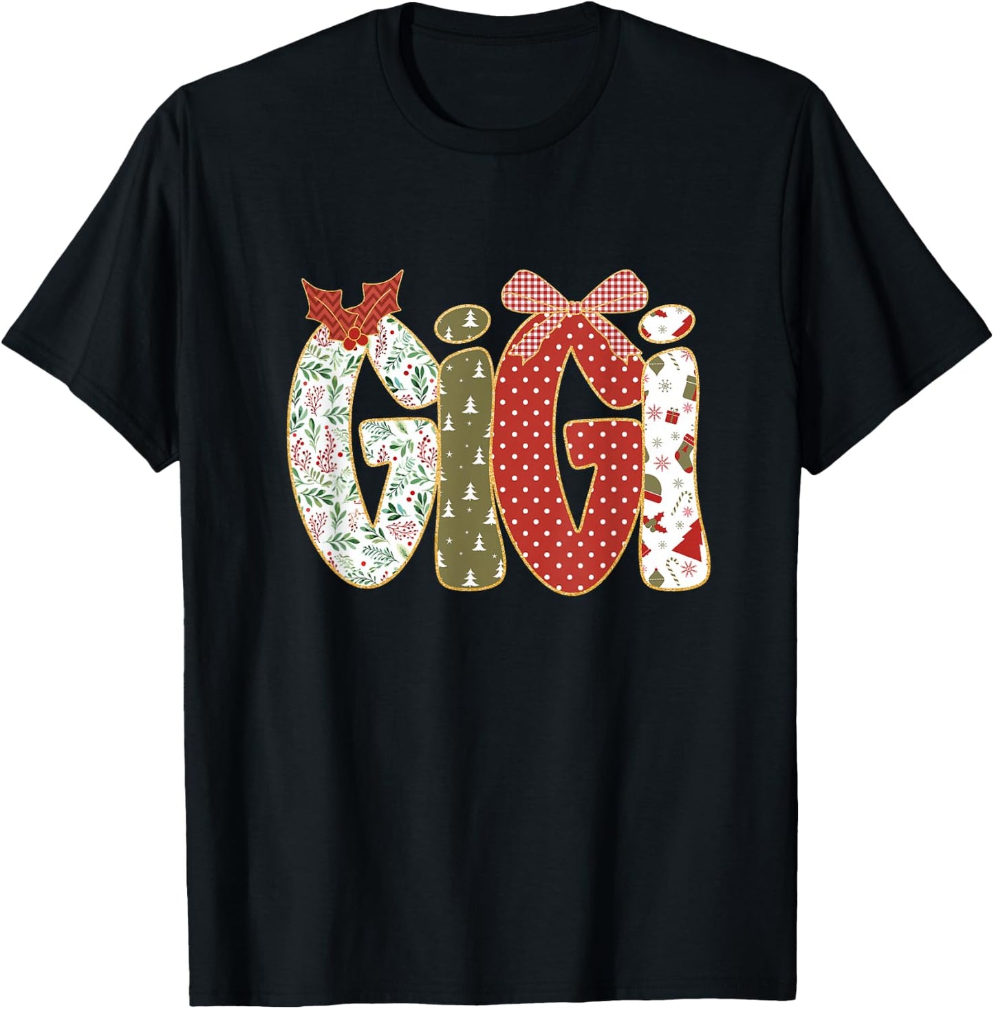 Christmas Gigi Coquette Holiday Grandma T-Shirt - T-Shirt | Black