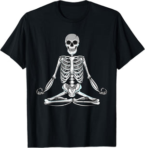 Meditating Skeleton Lotus Yoga Zen Balance Halloween Costume T-Shirt - T-Shirt | Black
