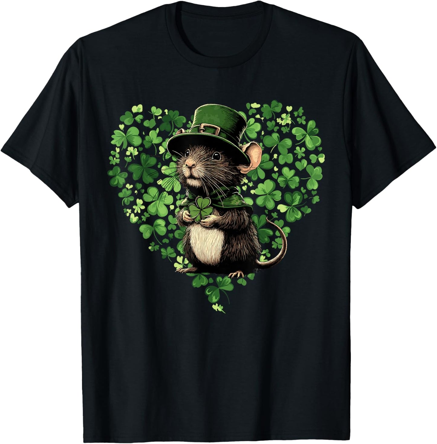 Funny St. Patrick’s Day Rat Lovers Lucky Shamrock Irish T-Shirt - T-Shirt | Black