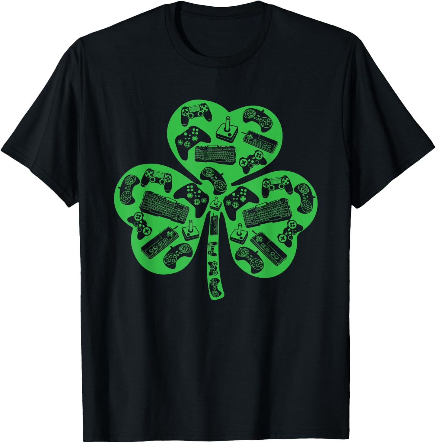 Boys Gamer Gift Game Shamrock St Patricks Day Irish Men Kids T-Shirt - T-Shirt | Black