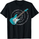 Surf Green Aqua Blue Electric Guitar Spiraling Musical Notes T-Shirt - T-Shirt | Black