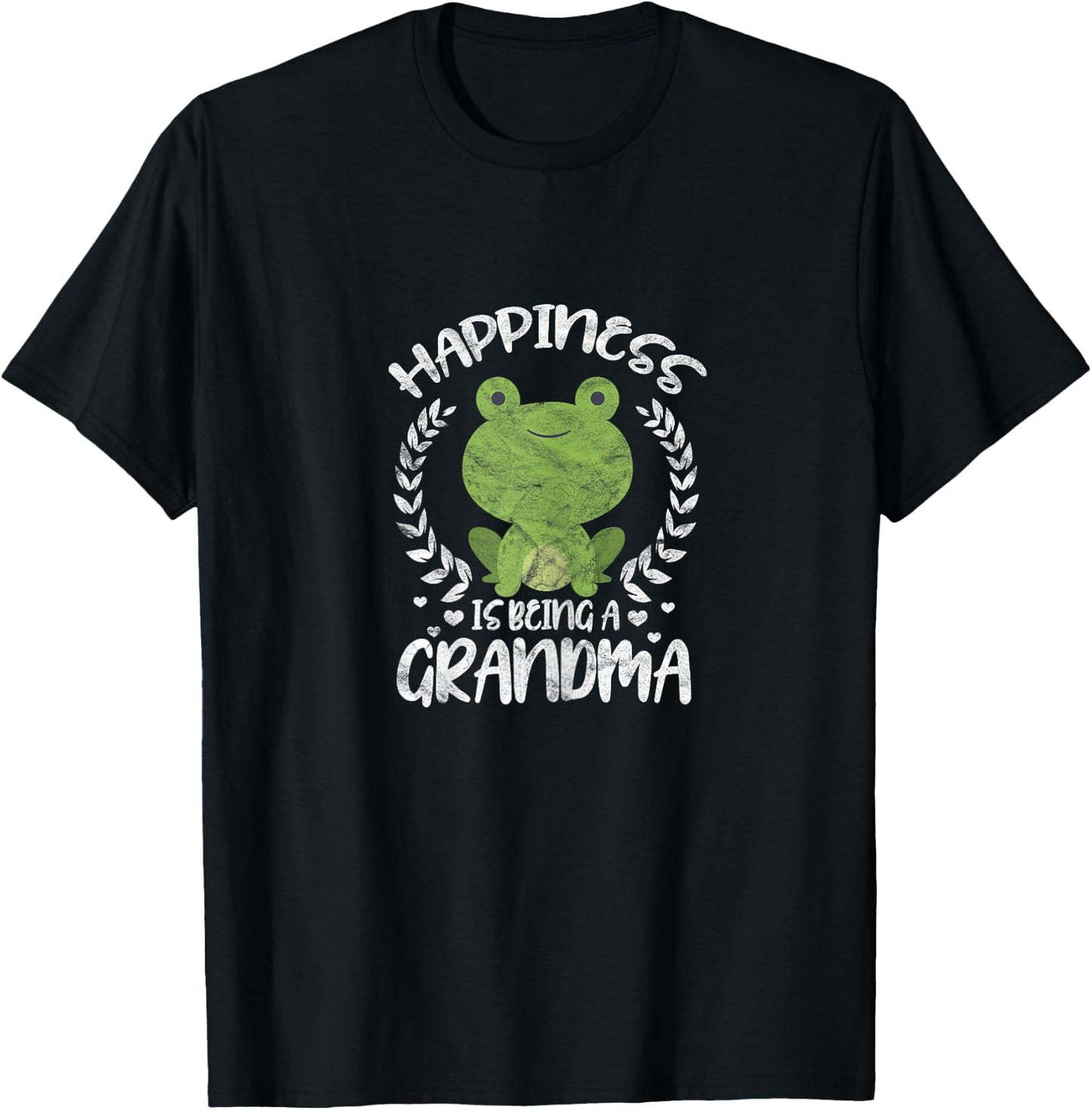 Happiness is Being a Grandma Funny Cute Grandmother Frog T-Shirt - T-Shirt | Black
