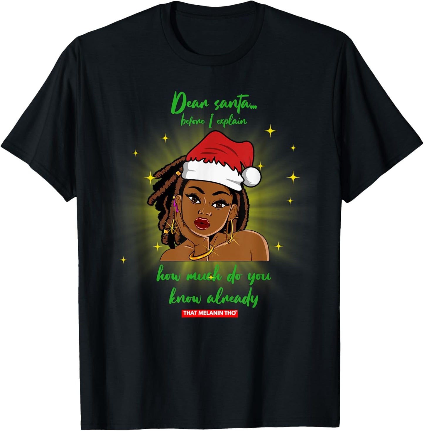 Dear Santa How Much Do You Know Black Mrs. Claus Christmas T-Shirt - T-Shirt | Black