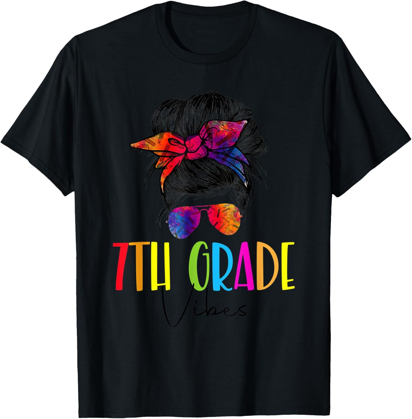 Back To School Seventh Grade Vibes First Day Teacher Tie Dye T-Shirt - T-Shirt | Black