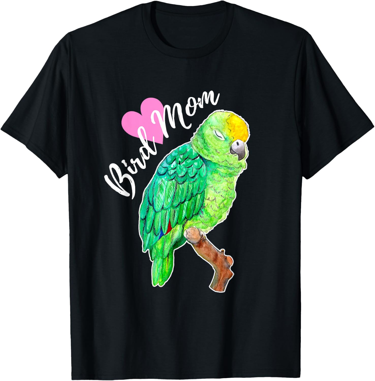 Amazon Parrot Lover Bird Mom Watercolor T-Shirt - T-Shirt | Black