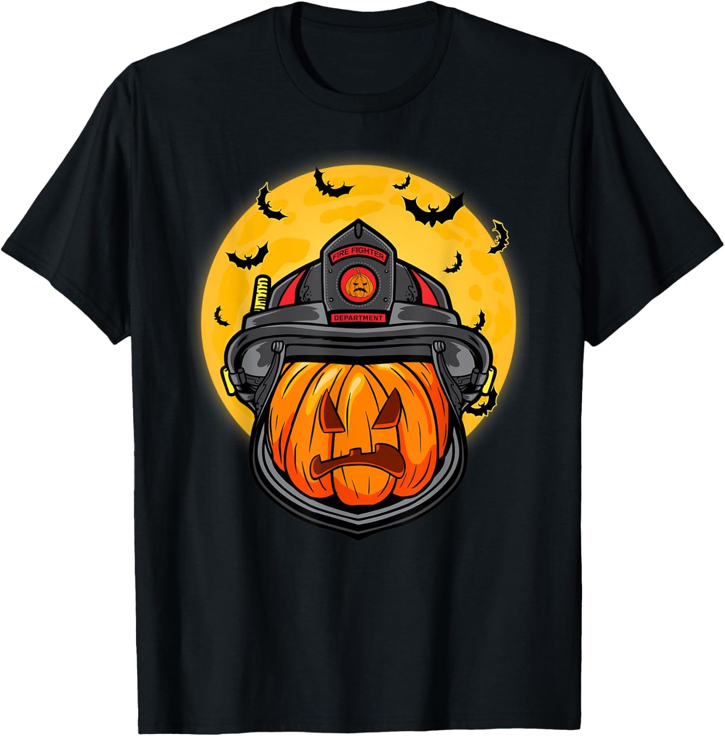 Firefighter Pumpkin Firefighter Halloween Fireman Halloween T-Shirt - T-Shirt | Black