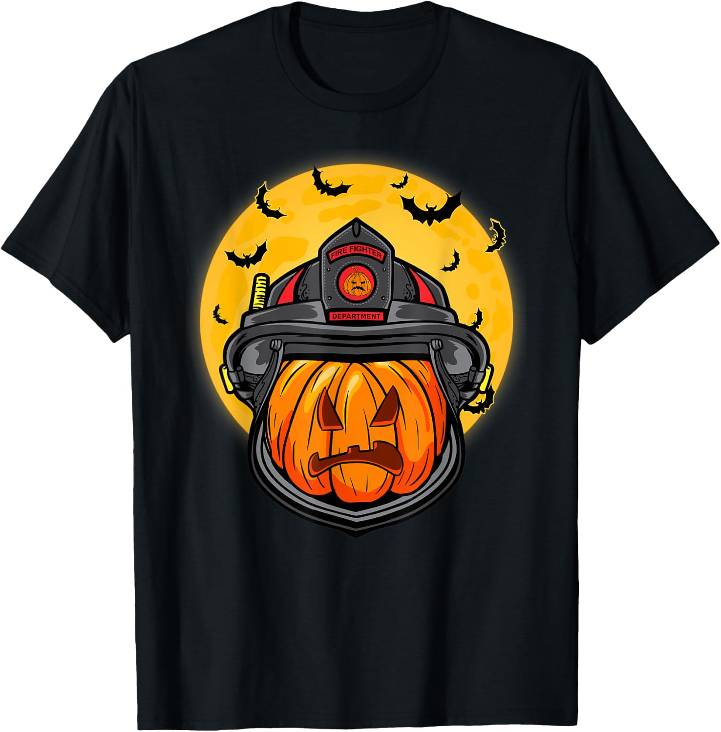 Firefighter Pumpkin Firefighter Halloween Fireman Halloween T-Shirt - T-Shirt | Black