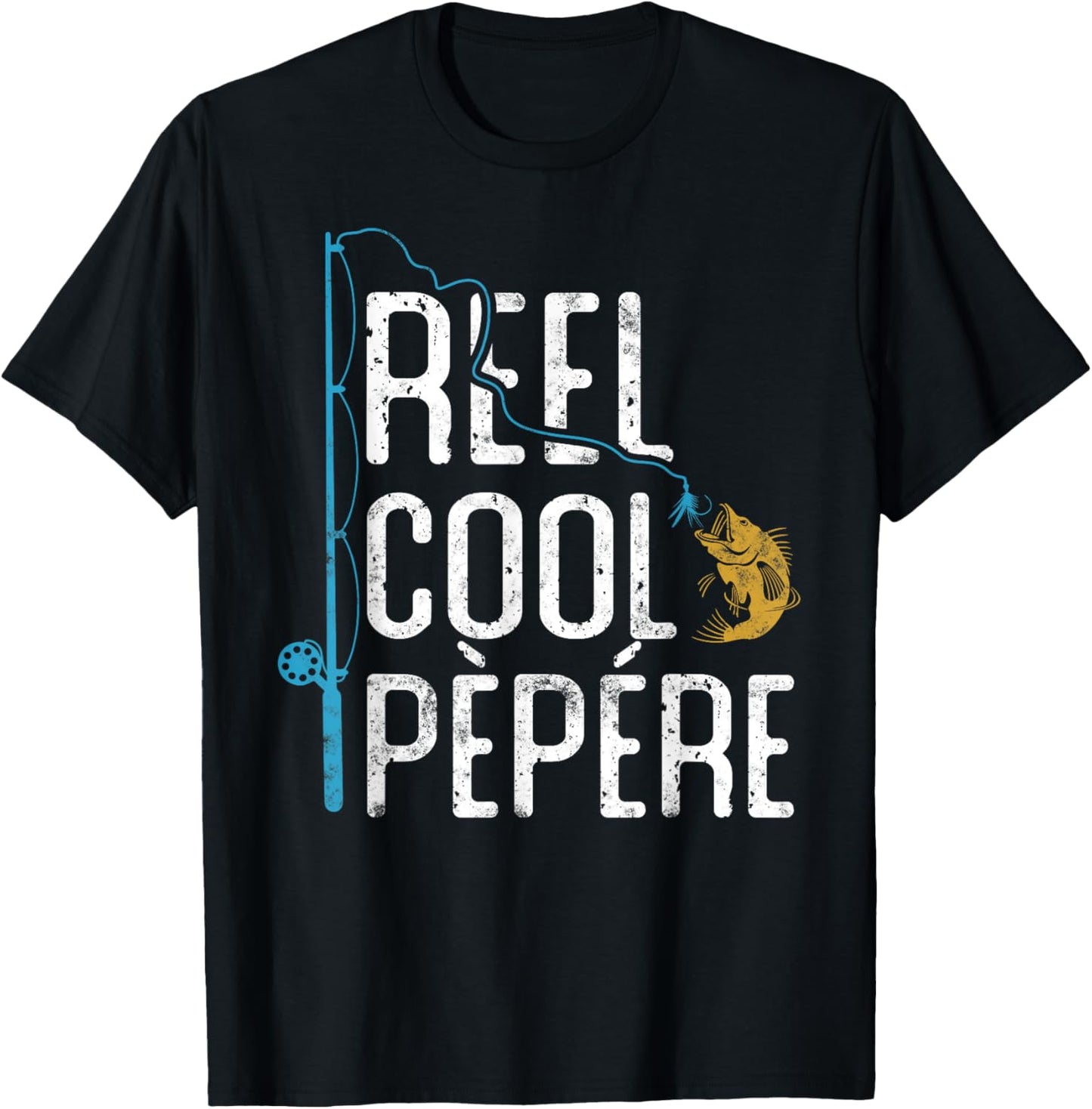 Fishing Reel Cool Pepere Father’s Day Gift Fisherman Pèpére T-Shirt - T-Shirt | Black