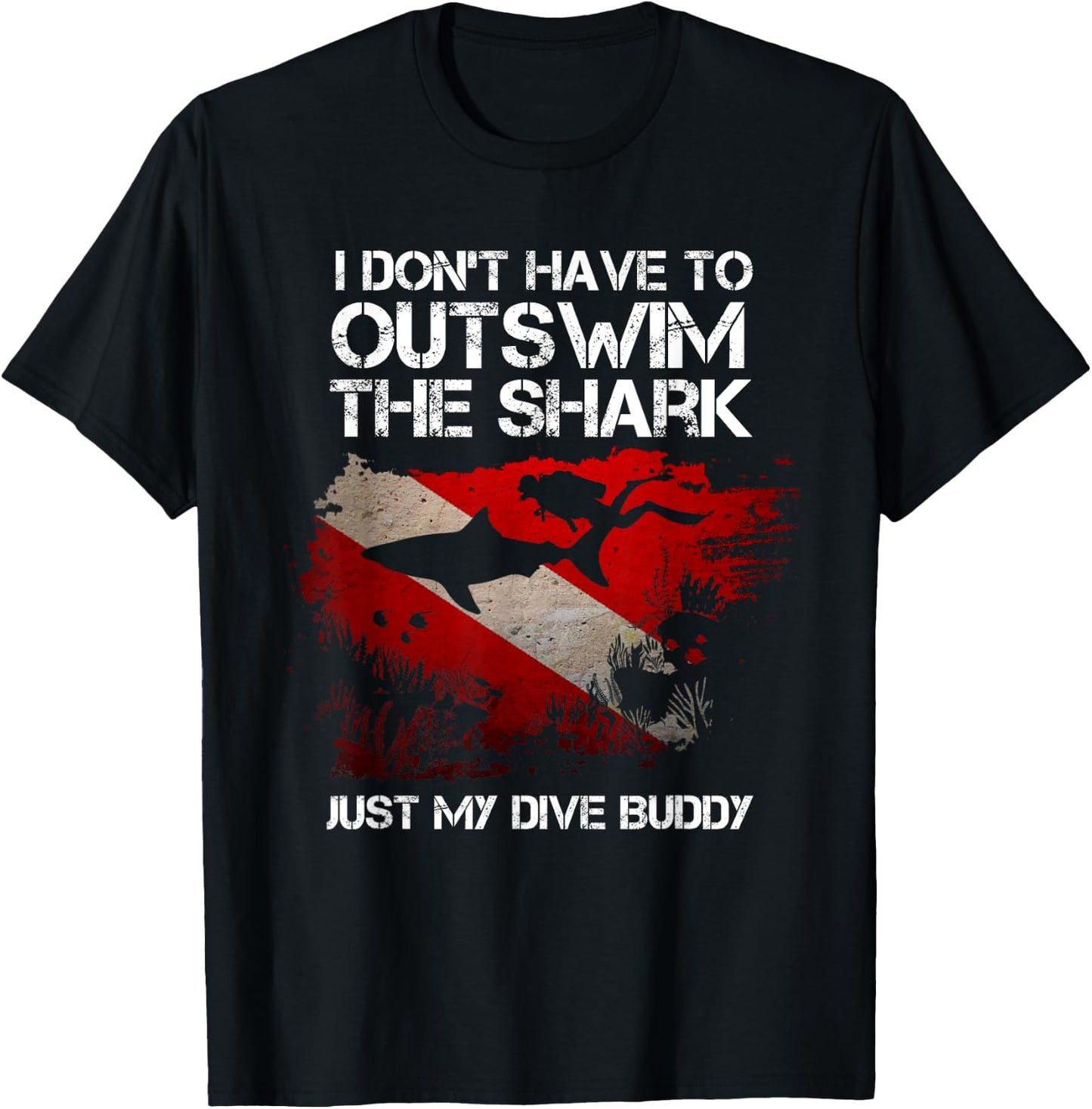 Outswim Sharks Dive Buddy Spearfishing Funny Scuba Diving T-Shirt - T-Shirt | Black