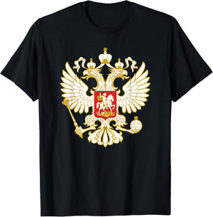 Russian Eagle Coat of Arms Russia Russian Flag T-Shirt - T-Shirt | Black