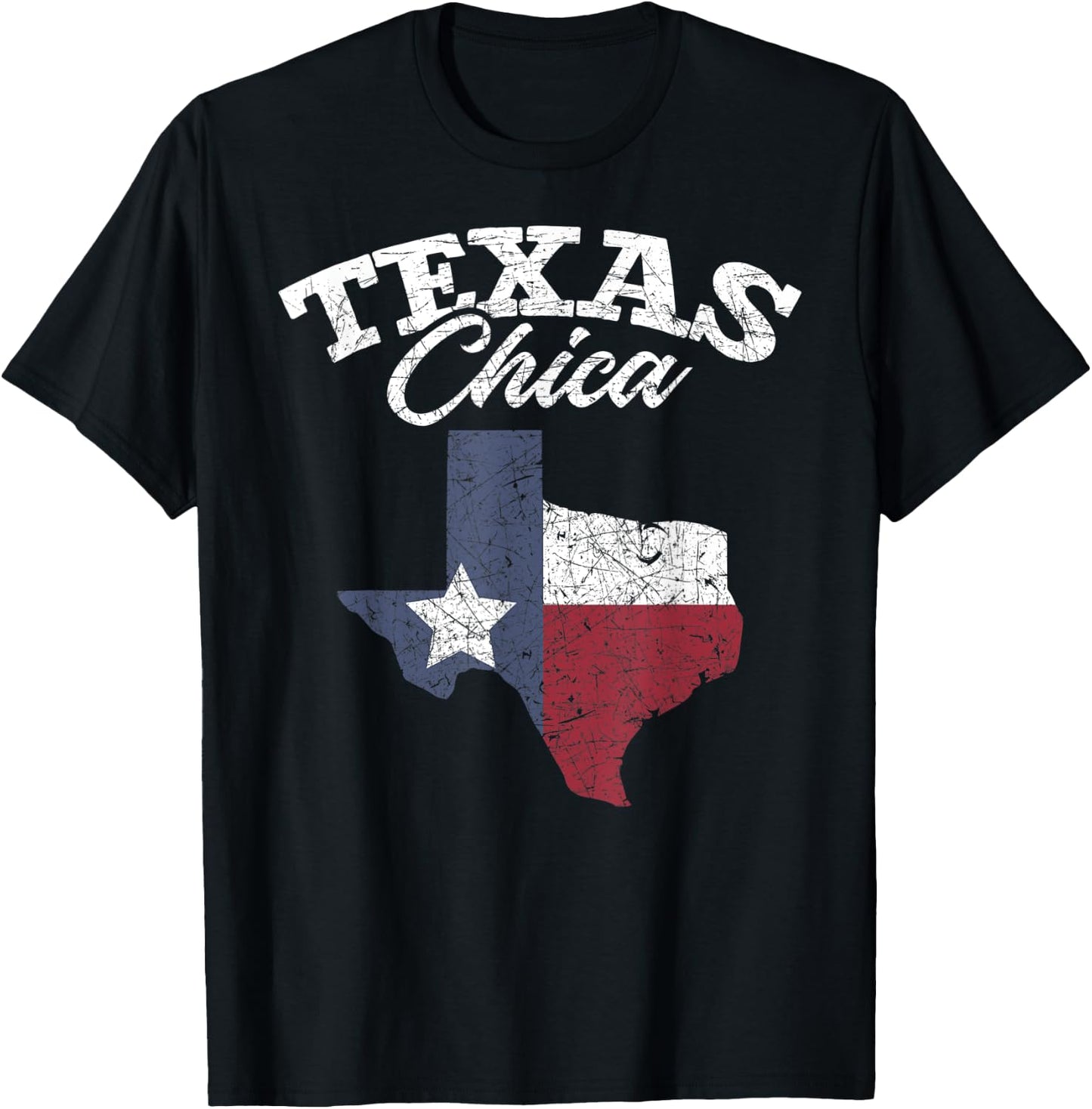 Patriotic Texan Women Girls Texas Chica Texas Flag Texas T-Shirt - T-Shirt | Black