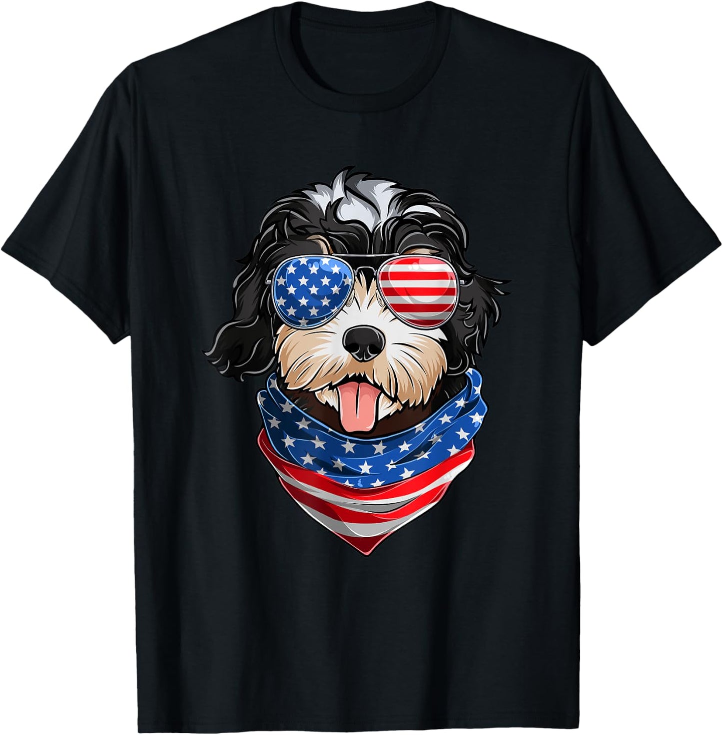 American Flag Golden Doodle Shirts, Fourth Of July Pet Lover T-Shirt - T-Shirt | Black