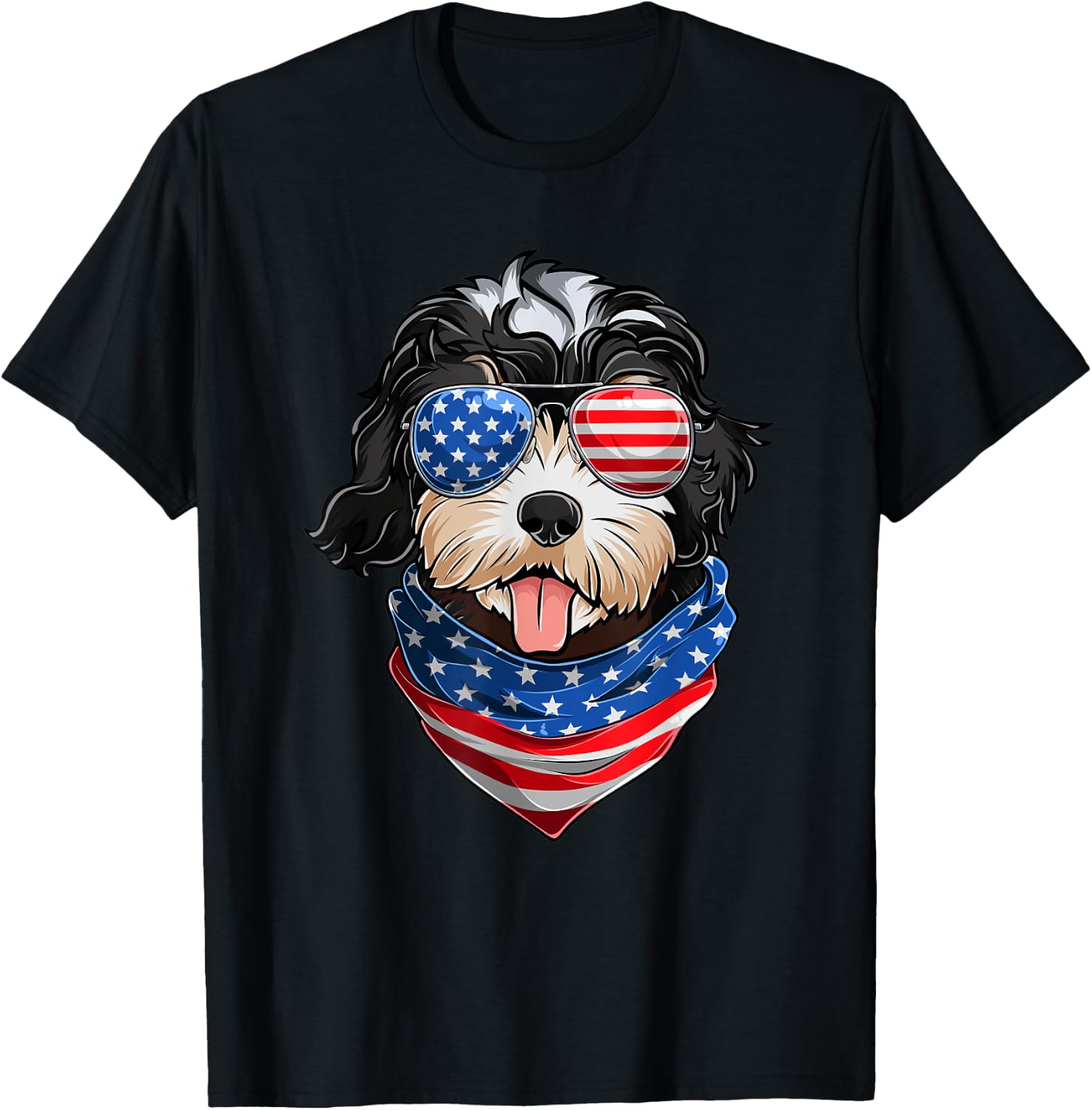 American Flag Golden Doodle Shirts, Fourth Of July Pet Lover T-Shirt - T-Shirt | Black