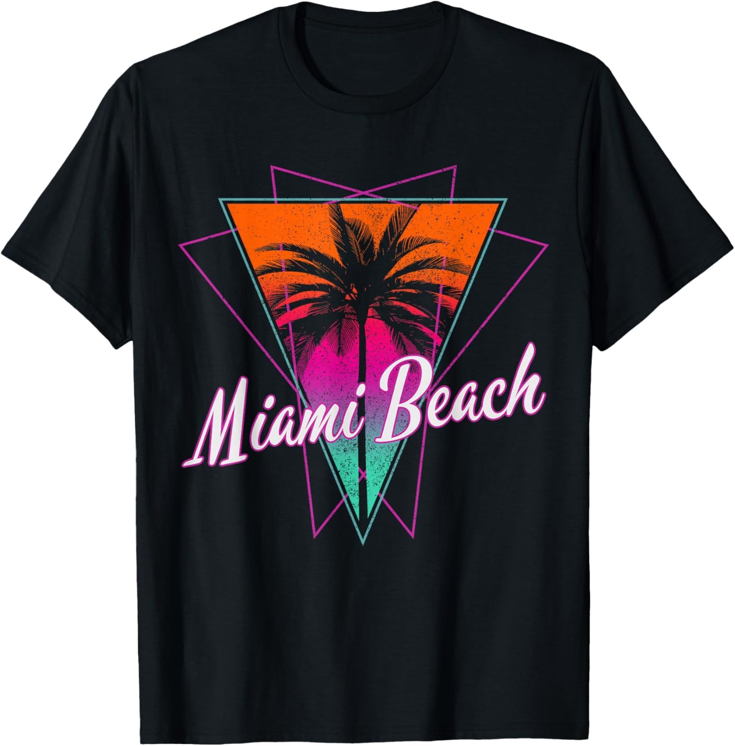 Miami Beach Retro Florida USA America Souvenir Gift T-Shirt - T-Shirt | Black